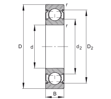 深溝球軸承 6204-C-2Z, 修正的內(nèi)部結(jié)構(gòu)（C 代），根據(jù) DIN 625-1 標(biāo)準(zhǔn)的主要尺寸，兩側(cè)間隙密封