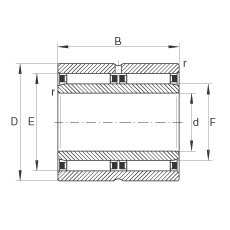 滾針軸承 NAO30X45X26-ZW-ASR1, 無擋邊，雙列