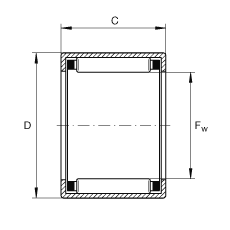 開(kāi)式?jīng)_壓外圈滾針軸承 SCE3216, 根據(jù) ABMA 18.2 - 1982，英制