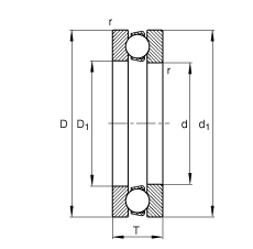 推力深溝球軸承 51214, 根據(jù) DIN 711/ISO 104 標(biāo)準(zhǔn)的主要尺寸，單向，可分離