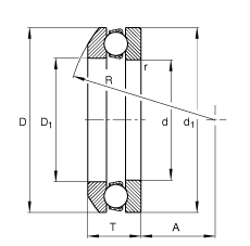 推力深溝球軸承 53312, 根據(jù) DIN 711/ISO 104 標(biāo)準(zhǔn)的主要尺寸，單向，帶球面軸承座圈，可分離