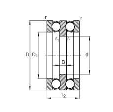 推力深溝球軸承 52314, 根據(jù) DIN 711/ISO 104 標(biāo)準(zhǔn)的主要尺寸，雙向，可分離