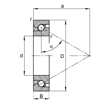 推力角接觸球軸承 BSB020047-T, 單向，接觸角 α = 60°，限制公差