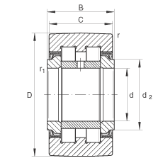 支撐型滾輪 PWTR35-2RS, 滿裝滾子，軸向引導(dǎo)，兩側(cè)唇密封