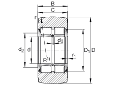 支撐型滾輪 NNTR90X220X100-2ZL, 滿裝滾子，軸向引導(dǎo)，兩側(cè)唇密封