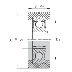 滾輪 KLRZ12X41X16-2RSR, 帶塑料箍，兩側(cè)密封