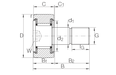 螺栓型滾輪 KR16-SK-PP, 軸向引導(dǎo)，兩側(cè)用塑料推力平墊圈