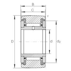 支撐型滾輪 NATR50-PP, 軸向引導(dǎo)，兩側(cè)用推力滑動(dòng)墊圈