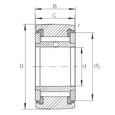 支撐型滾輪 NATV50-PP, 滿裝滾針，軸向引導(dǎo)，兩側(cè)用推力滑動墊圈