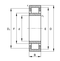 圓柱滾子軸承 NU2248-EX-M1, 根據(jù) DIN 5412-1 標(biāo)準(zhǔn)的主要尺寸, 非定位軸承, 可分離, 帶保持架