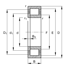 圓柱滾子軸承 NUP240-E-M1, 根據(jù) DIN 5412-1 標(biāo)準(zhǔn)的主要尺寸, 定位軸承, 可分離, 帶保持架