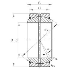 關(guān)節(jié)軸承 GE70-DO-2RS, 根據(jù) DIN ISO 12 240-1 標(biāo)準(zhǔn), 需維護，兩側(cè)唇密封