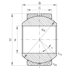 關節(jié)軸承 GE8-PB, 根據(jù) DIN ISO 12 240-1 標準，尺寸系列 K，需維護