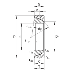 角接觸關(guān)節(jié)軸承 GE190-SX, 根據(jù) DIN ISO 12 240-2 標(biāo)準(zhǔn)，需維護(hù)