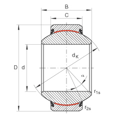 關節(jié)軸承 GE70-FW-2RS, 根據(jù) DIN ISO 12 240-1 標準, 免維護，兩側唇密封