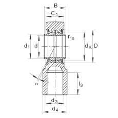 液壓桿端軸承 GIHNRK63-LO, 根據(jù) DIN ISO 12 240-4 標(biāo)準(zhǔn)，帶右旋螺紋夾緊裝置，需維護(hù)