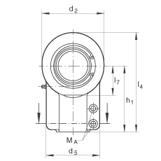 液壓桿端軸承 GIHNRK125-LO, 根據(jù) DIN ISO 12 240-4 標(biāo)準(zhǔn)，帶右旋螺紋夾緊裝置，需維護(hù)