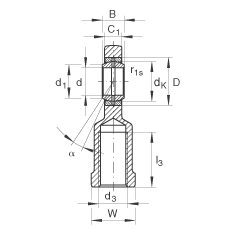 桿端軸承 GIL12-DO, 根據(jù) DIN ISO 12 240-4 標(biāo)準(zhǔn)，帶左旋內(nèi)螺紋，需維護(hù)