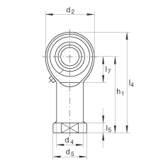 桿端軸承 GIKR16-PB, 根據(jù) DIN ISO 12 240-4 標(biāo)準(zhǔn)，帶右旋內(nèi)螺紋，需維護(hù)