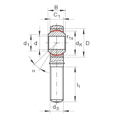 桿端軸承 GAKL18-PW, 根據(jù) DIN ISO 12 240-4 標準，帶左旋外螺紋，需維護