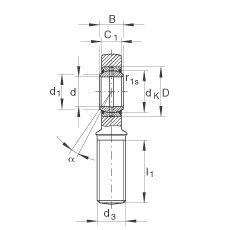 桿端軸承 GAR25-DO, 根據(jù) DIN ISO 12 240-4 標(biāo)準(zhǔn)，帶右旋外螺紋，需維護