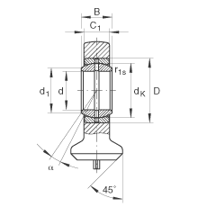 液壓桿端軸承 GK35-DO, 根據(jù) DIN ISO 12 240 標(biāo)準(zhǔn)，帶焊接面，需維護(hù)