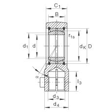 液壓桿端軸承 GIHRK20-DO, 根據(jù) DIN ISO 12 240-4 標(biāo)準(zhǔn)，帶右旋螺紋夾緊裝置，需維護(hù)