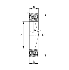 主軸軸承 HCS71901-C-T-P4S, 調(diào)節(jié)，成對安裝，接觸角 α = 15°，兩側(cè)唇密封，非接觸，限制公差