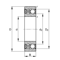 自調(diào)心球軸承 2310-2RS-TVH, 根據(jù) DIN 630 標準的主要尺寸, 兩側(cè)唇密封