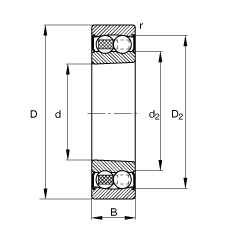 自調(diào)心球軸承 2205-K-2RS-TVH-C3, 根據(jù) DIN 630 標(biāo)準(zhǔn)的主要尺寸, 錐孔，錐度 1:12，兩側(cè)唇密封