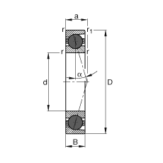 主軸軸承 HCB7217-C-T-P4S, 調節(jié)，成對或單元安裝，接觸角 α = 15°，陶瓷球，限制公差