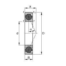 主軸軸承 HCB7016-E-T-P4S, 調節(jié)，成對或單元安裝，接觸角 α = 25°，陶瓷球，限制公差