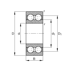 深溝球軸承 4303-B-TVH, 根據(jù) DIN 625-3 標(biāo)準(zhǔn)的主要尺寸，雙列