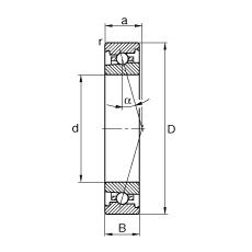 主軸軸承 HS71910-C-T-P4S, 調(diào)節(jié)，成對(duì)安裝，接觸角 α = 15°，限制公差