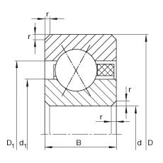 薄截面軸承 CSXAA017-TN, 四點(diǎn)接觸球軸承，類(lèi)型X，帶彈性塑料保持架（聚酰胺），運(yùn)行溫度 -30°C 到 +120°C