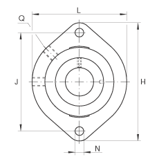 軸承座單元 GLCTE40, 帶兩個(gè)螺栓孔的法蘭的軸承座單元，鑄鐵，偏心鎖圈，P 型密封