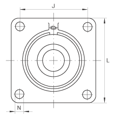 軸承座單元 PCCJ40, 帶四個(gè)螺栓孔的法蘭的軸承座單元，鑄鐵，雙列角接觸球軸承，P 型密封