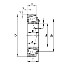 圓錐滾子軸承 32064-X, 根據(jù) DIN ISO 355 / DIN 720 標(biāo)準(zhǔn)的主要尺寸，可分離，調(diào)節(jié)或成對(duì)