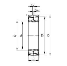 調(diào)心滾子軸承 24138-E1-K30, 根據(jù) DIN 635-2 標準的主要尺寸, 錐孔，錐度 1:30