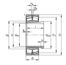 調(diào)心滾子軸承 22213-E1-K + AH313G, 根據(jù) DIN 635-2 標(biāo)準(zhǔn)的主要尺寸, 帶錐孔和退卸套