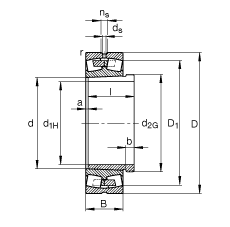 調(diào)心滾子軸承 24192-B-K30-MB + AH24192, 根據(jù) DIN 635-2 標(biāo)準(zhǔn)的主要尺寸, 帶錐孔和退卸套